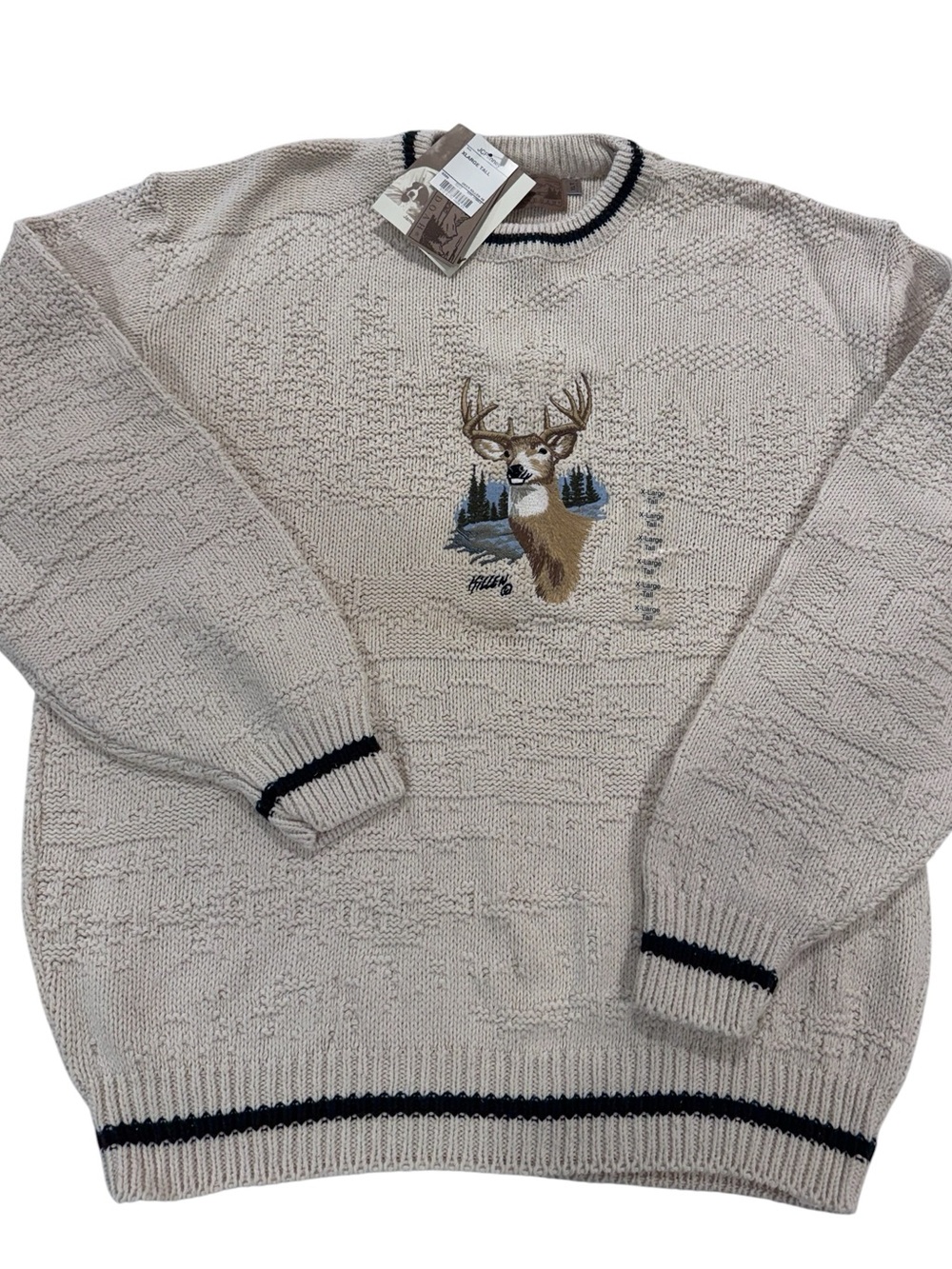 Vintage Shenandoah James Killen Deer Sweater USA Made XL Tall Cabin Grandpa NWT